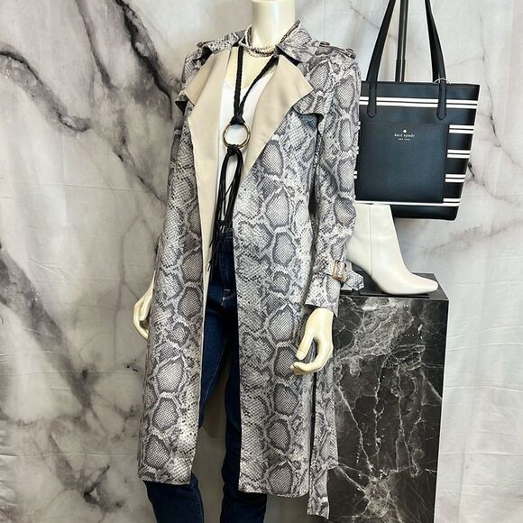 Few Moda brand charcoal, snake print vegan suede jacket - Picture 4 of 10